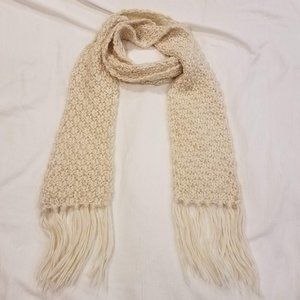 Cream Knitted Scarf with Fringe